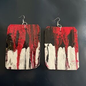 Red, Black, & White Double Sided Handmade Earrings